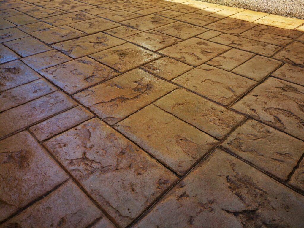 Hormigon impreso con molde de piedra de silleria en Madrid